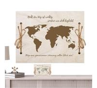 Money Wrapping Crafts, Wooden Crafts with World Map, Money Box Packing Tool, Money Travel Fund Packing with Card Pattern for Money, Card, Money