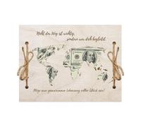Money Wrapping Tool | Wooden Packaging Clip | World Map Clip, Travel Fund Packing, World Map Wooden Packaging, World Map Money Travel Fund Packing for Cash, Card, Bank Card, Credit Card, Wood Color,