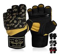 MoneyFyte Precision Striking Quick Gel Hand Wraps for Punching & Under Mitts - Wrist Knuckle & Fist Support for Men Women Adults & Kids - Best for MMA Boxing Kickboxing Training (Black/Gold, S/M)