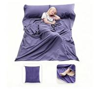 MongByYa Sleeping Bag Liner Lightweight Compact Sleeping Bag Sack Portable Clean Travel Sheet Camping Sleep Sheet for Backpacking Hotel Hiking (Grey Blue, 82.7'' X 45.3'')