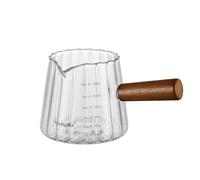 Mongdio 6OZ Glass Measuring Cup with Wooden Handle, Espresso Measuring Cup with Dual Scale Markings, Espresso Shot Cups, Milk Frothing Pitcher for Coffee, Milk