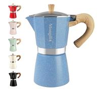 Mongdio Stovetop Espresso Maker Moka Pot, Cuban Coffee Maker Stove top coffee maker Moka Italian Espresso Greca Coffee Maker Brewer Percolator, 9 Espresso Cups, 15 oz - Blue