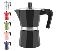 Mongdio Stovetop Espresso Maker Moka Pot, Stove Top Cuban Coffee Maker, Italian Greca Mocha Pot, 6 Espresso Cups, 10 oz - Black