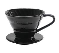 Mongdio V60 Ceramic Pour Over Coffee Dripper, Reusable Porcelain Portable Pour Over Coffee Maker, Slow Brewing Accessories with 1 Holes for Home - Size 01 Black
