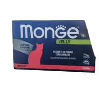 Monge Jelly Natural Superpremium Quality Tuna Pieces with Shrimp for Cats, Steaming - Pack of 24 Boxes (80 g each) - Free of Colours and Preservatives