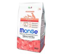 Monge Natural Superpremium Adult Salmon and Rice Dog Food for All Breeds (Dry Dog Food with Salmon and Rice, Very High in Fiber and Vitamins, 2.5kg)