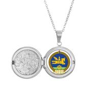 Mongolia National Emblem Art Deco Fashion Locket Necklace Hold Picture Jewelry Birthday Gift
