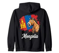 Mongolia Wild Horse Roaring Flag Soyombo Design Zip Hoodie