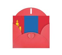 Mongolian flag birthday card with envelope- premium style, unique decorations, uplifting wishes!