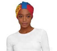 Mongolian flag Elastic Headscarf Hat Soft Light Comfort Breathable for Women Daily Wear and Sleep Cap