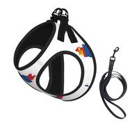 Mongolian Flag Map print Dog Harness and Leash Set, Reflective Adjustable Puppy Vest for Small Medium Large Dogs, Cats