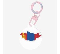Mongolian Flag Map Print Round Acrylic Pet Tag, Dog Neck Pendant Tags for Pets Circular Dog Cat Collar Name Tags
