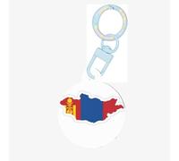 Mongolian Flag Map Print Round Acrylic Pet Tag, Dog Neck Pendant Tags for Pets Circular Dog Cat Collar Name Tags
