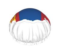 Mongolian Flag Map Print Shower Cap, Lined Shower Cap For Women Reusable, Double Layer Waterproof Bath Cap