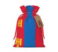 Mongolian Flag Print Christmas Drawstring Holiday Candy Bag Xmas Sacks Reusable Wrapping Bags Party Favor