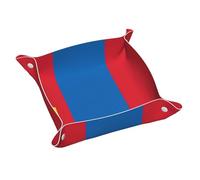 Mongolian Flag Print Leather Valet Tray For Women,Travel Organizer, Trinket Jewelry Cosmetic Organizer Tray