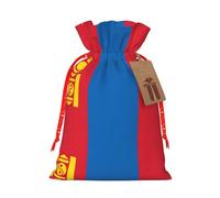 Mongolian Flag Print Small Drawstring Pouch For Gifts,Reusable Gift Bag,For Holiday And Party Presents