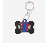 Mongolian Flag Printing Bone Shaped Dog Tag Pet Id Tags,Acrylic Dog Tags Cat Tags with Ring for Dog Cat,Pendant Crafts