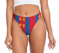 Mongolian flag Women's thong, good elasticity, skin-friendly and breathable., Black, S