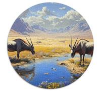 Mongolian Gazelle 1000 Piece Autumn Plateau Round Jigsaw Puzzles What Happens Next Beautiful Decoration for Adults And Kids 1000pcs (67.5x67.5cm)