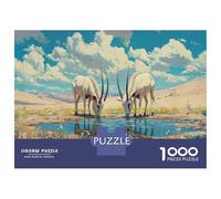 Mongolian Gazelle Extra-Thick Cardboard Oasis Senior Jigsaw Enthusiasts Concentration Training Puzzle, Christmas Holiday Activity 70x50cm/1000pcs