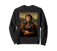 Mongolian Mona Lisa Famous Painting Art Parody Renaissance Sweatshirt