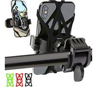 Mongoora Bike & Motorcycle Phone Mount - GPS Cell Phone Holder for Bicycle Handlebar - Easy to Install Bike Accessories Fits iPhone, Galaxy, Android - Stocking Stuffers - 3 Bands (Black, Red, Green)