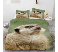 Mongoose Duvet Cover Single Animal Bedding Quilt Cover 2 Pcs, 3D Meerkat Print Reversible Bedding Set Ultra Soft Brushed Microfiber Bed Set Bedroom Decor, 1 Pillowcase b889
