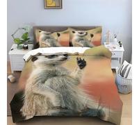 Mongoose Single Duvet Cover Set - Animal Bedding Sets, Soft Microfibre Quilt Cover, Reversible Duvet Covers with Zipper Closure, 2 Pillow Cases 50x75 cm -Ai2918