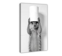 Mongoose with A Toilet Paper Roll on Head, Funny Bathroom Wall Art, Laundry Room Decor, Cute Mongoose, Animal Humor Print, Ai Art-1