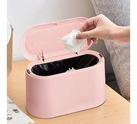 MONGTINGLU Mini Trash Can with Lid Removable Small Garbage Can, Tiny Plastic Trash Bin, Pop Up Countertop Wastebasket, Counter Garbage Lint Bin for Bathroom,Office,Kitchen,Desk,Coffee Table(Pink)