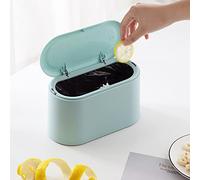 MONGTINGLU Mini Trash Can with Lid - Removable Small Garbage Can, Tiny Plastic Trash Bin, Pop Up Countertop Wastebasket, Counter Garbage Lint Bin for Bathroom,Office,Kitchen,Desk,Table(Light Blue)