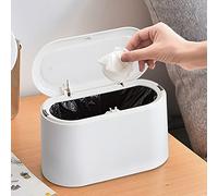 MONGTINGLU Mini Trash Can with Lid - Removable Small Garbage Can, Tiny Plastic Trash Bin, Pop Up Countertop Wastebasket, Counter Garbage Lint Bin for Bathroom,Office,Kitchen,Desk,Coffee Table(White)