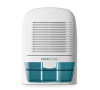 MONHOUSE 1500ml Dehumidifier - Portable and Compact Electric Moisture Absorber - 1.5L - White / Blue - 0.5L / Day