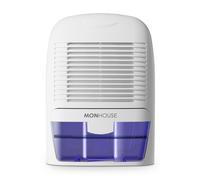 MONHOUSE Dehumidifier 1500ml Portable, Compact & Quiet Moisture Absorber - Mini Air Dehumidifier for Home, Bedroom Damp, Car, Office, Garage, Caravan & Basement - Electric Mould Remover -White/Purple