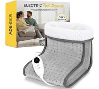 MONHOUSE Electric Foot Warmer - Soft and Breathable Heating Pad - Relaxing Heat Therapy - Grey - Electric Foot Warmer