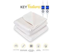 MONHOUSE Fleece Electric Heated Under Blanket - Controller & 9 Heat Settings in White | Size: Super King MONHOUSE White Super King