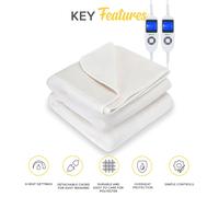 MONHOUSE Fleece Electric Heated Under Blanket - Controller & 9 Heat Settings - King - Beige - Electric Blanket