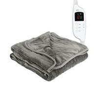 MONHOUSE Heated Electric Throw 9H Timer 9 Heat Setting Fleece Blanket - Heated Throw - Double - Grey