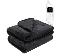 MONHOUSE Heated Electric Throw 9H Timer 9 Heat Setting Fleece Blanket - Heated Throw - Single - Black