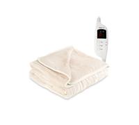 MONHOUSE Heated Electric Throw 9H Timer 9 Heat Setting Fleece Blanket in Beige | Size: Double MONHOUSE Beige Double