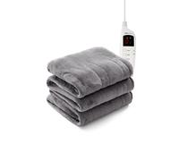 MONHOUSE Heated Electric Throw 9H Timer 9 Heat Setting Fleece Blanket in Grey | Size: Double MONHOUSE Grey Double