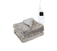 MONHOUSE Heated Electric Throw 9H Timer 9 Heat Setting Fleece Blanket in Light Brown | Size: Single MONHOUSE Light Brown Single