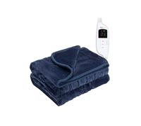 MONHOUSE Heated Electric Throw 9H Timer 9 Heat Setting Fleece Blanket in Navy | Size: Double MONHOUSE Navy Double
