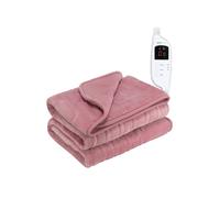 MONHOUSE Heated Electric Throw 9H Timer 9 Heat Setting Fleece Blanket in Pink | Size: Single MONHOUSE Pink Single