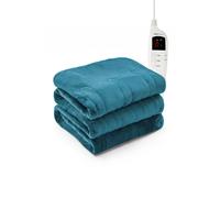 MONHOUSE Heated Electric Throw 9H Timer 9 Heat Setting Fleece Blanket in Teal | Size: Single MONHOUSE Teal Single