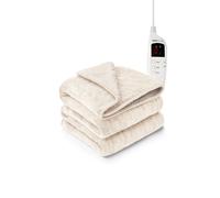 MONHOUSE Heated Electric Throw 9H Timer 9 Heat Setting Shearling Fleece Blanket in Beige | Size: Single MONHOUSE Beige Single