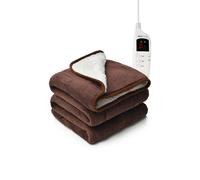MONHOUSE Heated Electric Throw 9H Timer 9 Heat Setting Shearling Fleece Blanket in Brown | Size: Single MONHOUSE Brown Single