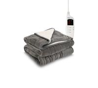 MONHOUSE Heated Electric Throw 9H Timer 9 Heat Setting Shearling Fleece Blanket in Grey | Size: Double MONHOUSE Grey Double