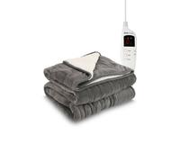 MONHOUSE Heated Electric Throw 9H Timer 9 Heat Setting Shearling Fleece Blanket in Grey | Size: King MONHOUSE Grey King